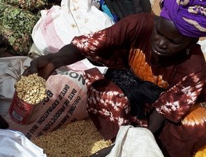 vendeuse de graines de pastèque sur le marché de Galoya